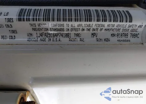 2004 Jeep Wrangler Se z USA, uszkodzony, nr VIN 1J4FA29164P741081